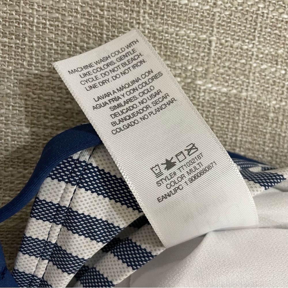 Time and Tru Blue Stripe Bikini Top Size M - Picture 5 of 5